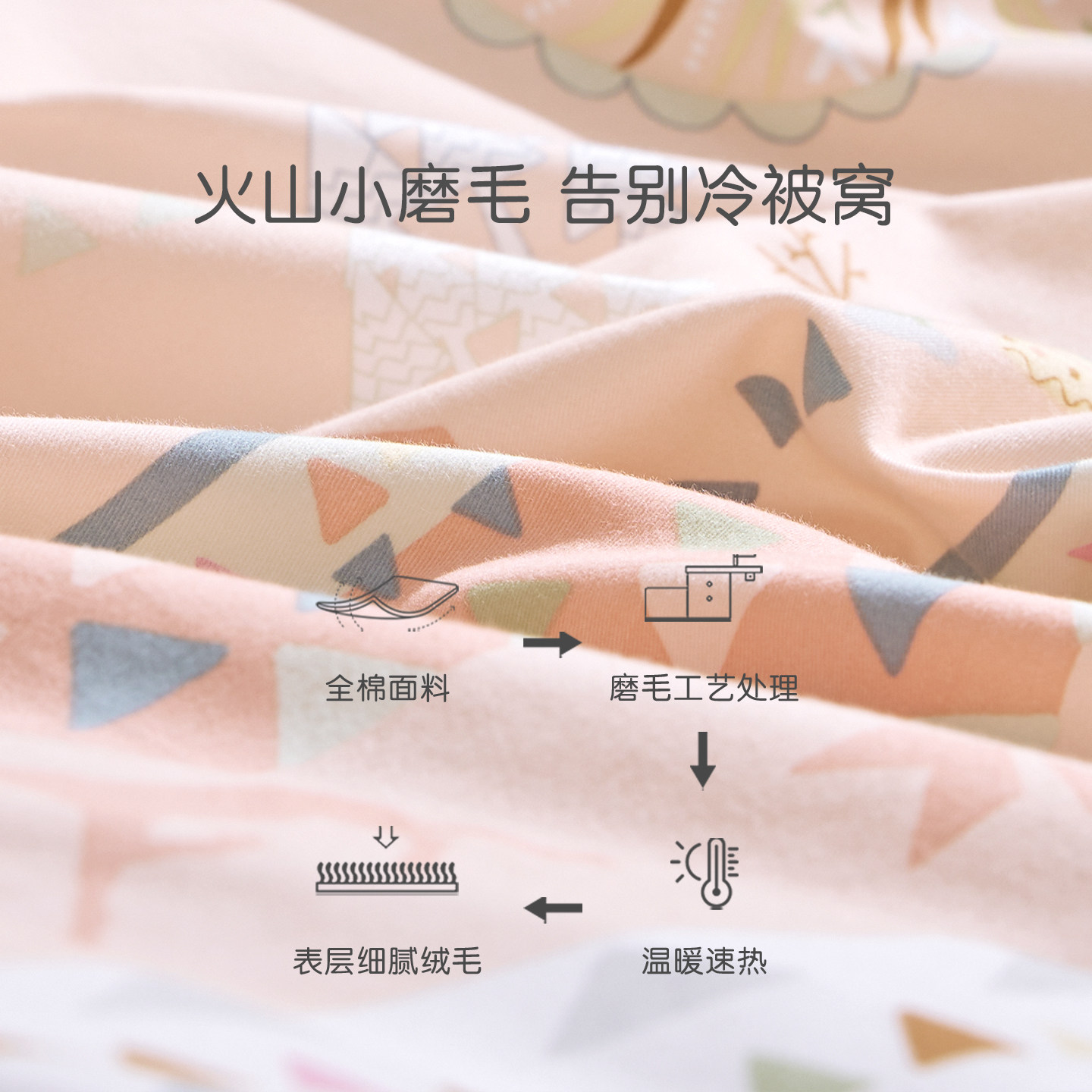 罗莱家纺儿童秋冬新款全棉磨毛加厚四件套纯棉床单被套床笠学生