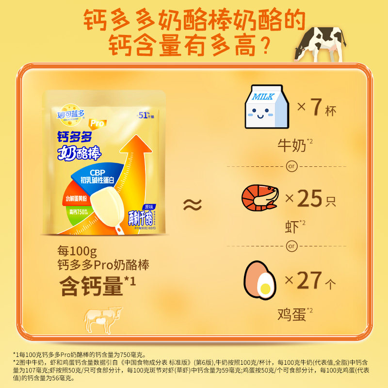 妙可蓝多钙多多Pro奶酪棒(原味)7倍牛奶钙儿童高钙零食奶酪