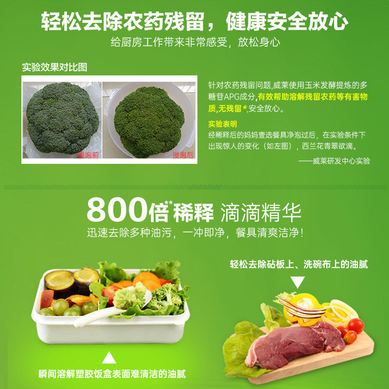 妈妈壹选食品用洗洁精护手餐具净蔬果餐具洗涤剂3倍去油柑橘生姜