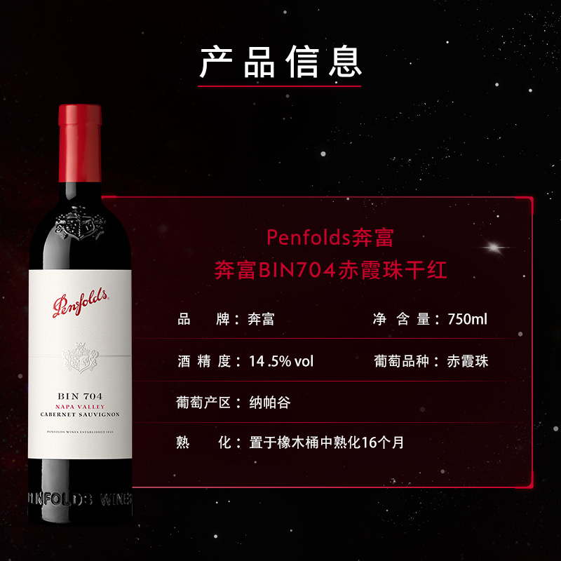 Penfolds奔富BIN704红酒礼盒装进口干红赤霞珠葡萄酒送礼750ml*2 - 图2