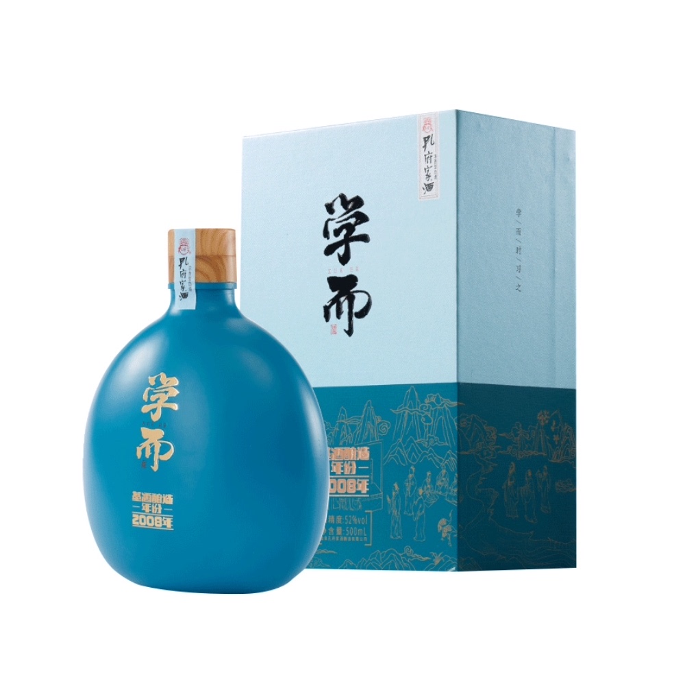 孔府家酒学而52度500ml浓香型白酒真年份2008年基酒酿造纯粮酒