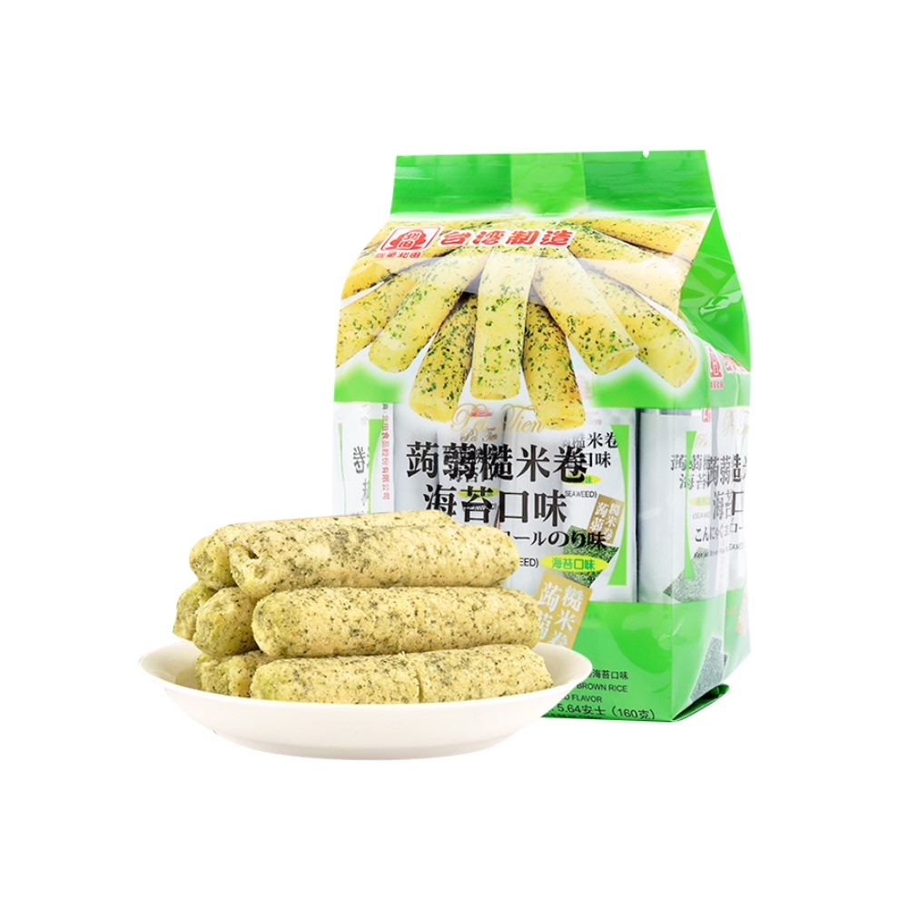 中国台湾膨化北田糙米卷 海苔味160g/袋 膨化休闲零食小吃 - 图0