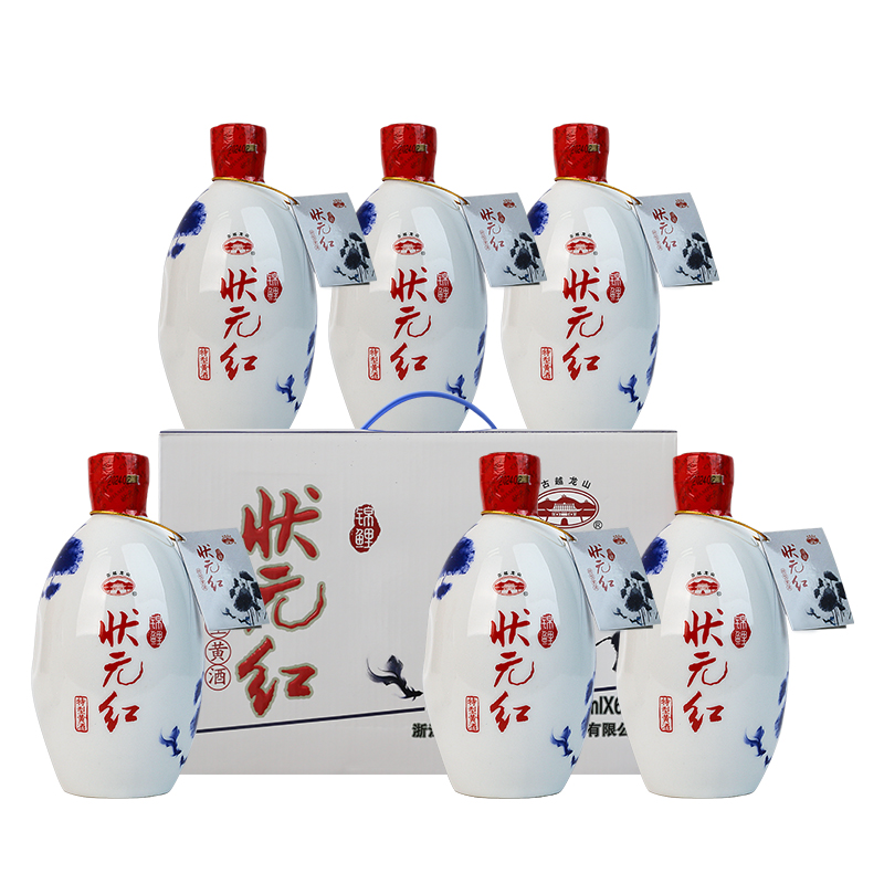 【酒厂直发】古越龙山绍兴黄酒状元红锦鲤黄酒370ml*6瓶整箱 - 图0