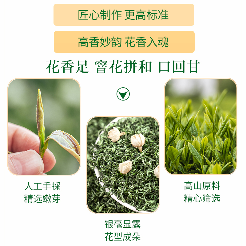 茗杰茉莉花茶飘雪新茶叶横县茉莉花春茶花草茶散茶袋装250g - 图2