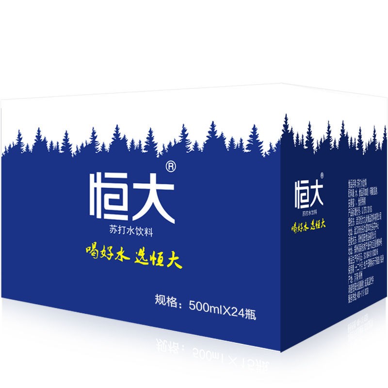 恒大原味苏打水500ml*24瓶无糖无汽弱碱性矿泉水纯净饮用水整箱 - 图0