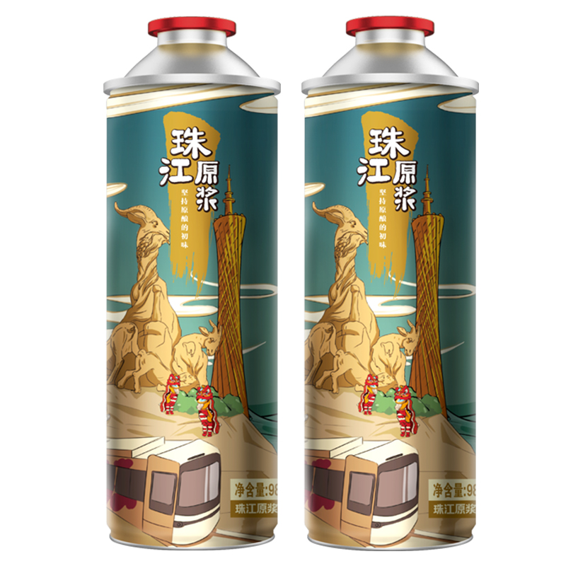 珠江啤酒11度珠江原浆980ml*2罐国产精酿大桶黄啤新鲜慢酿
