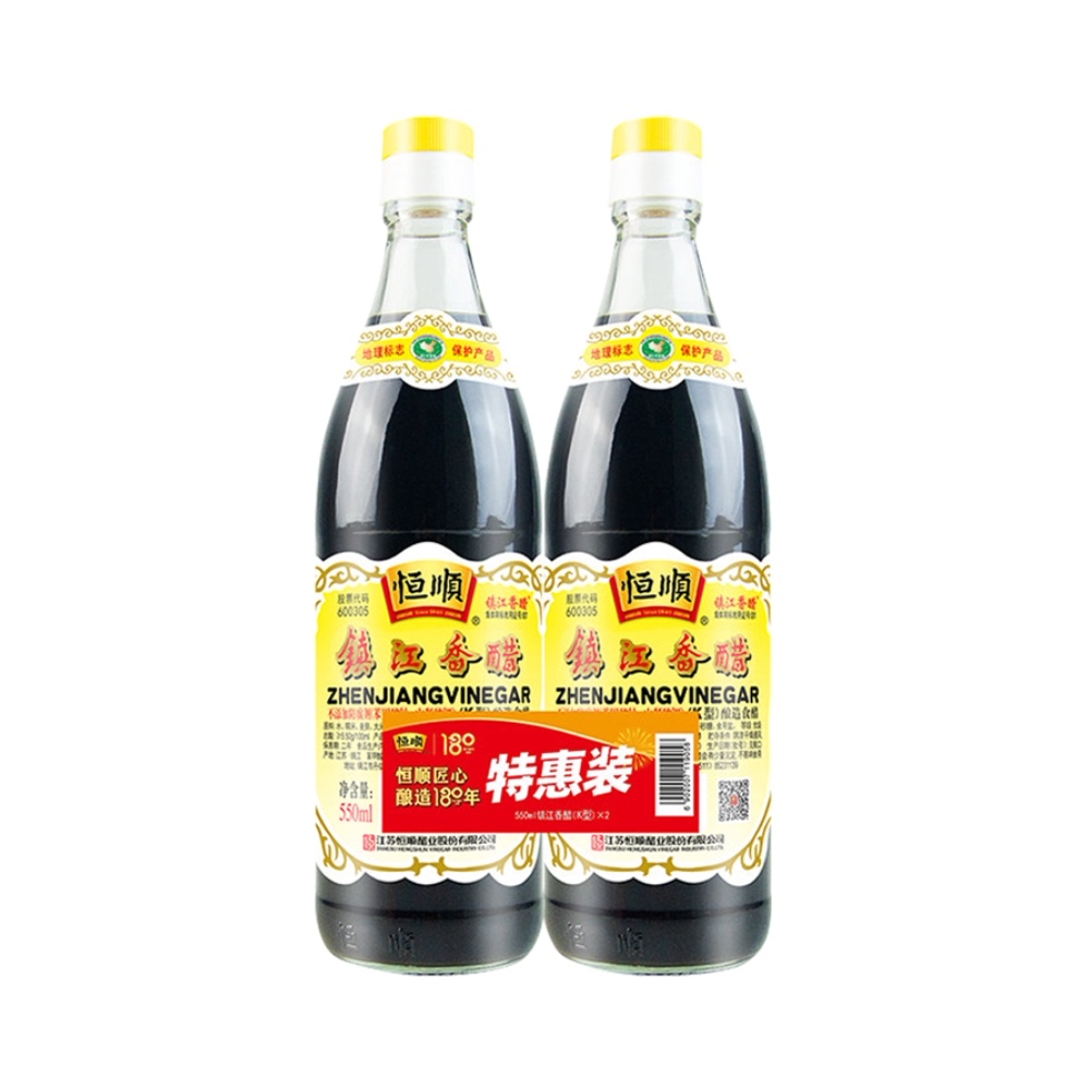 恒顺K型香醋550ml*2瓶香醋 镇江特产 蘸料醋 炒菜家用调料食用醋 - 图0