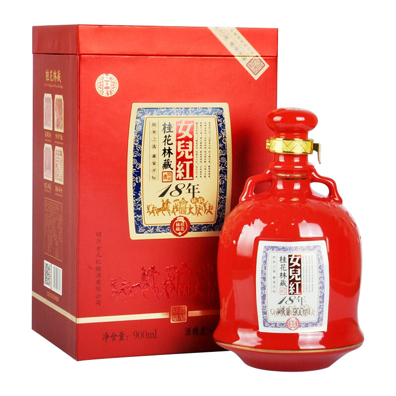 女儿红绍兴黄酒十八年陈桂花林藏900ml*1盒花雕酒 - 图0