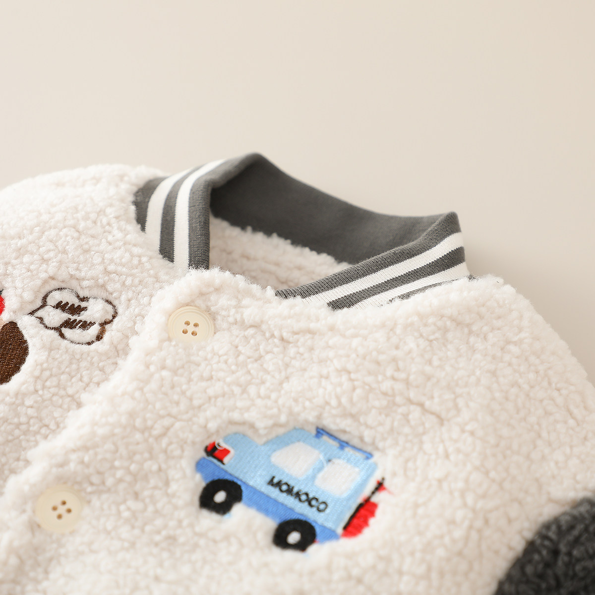 MOMOCO/玛米玛卡儿童毛毛外套2025冬季新款婴幼儿加厚保暖绣花潮,淘宝优惠券,粉丝福利购,淘宝优惠卷