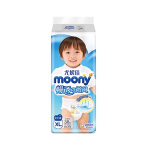 官方尤妮佳moony畅透拉拉裤XL38片超薄透气男女通用尿不湿