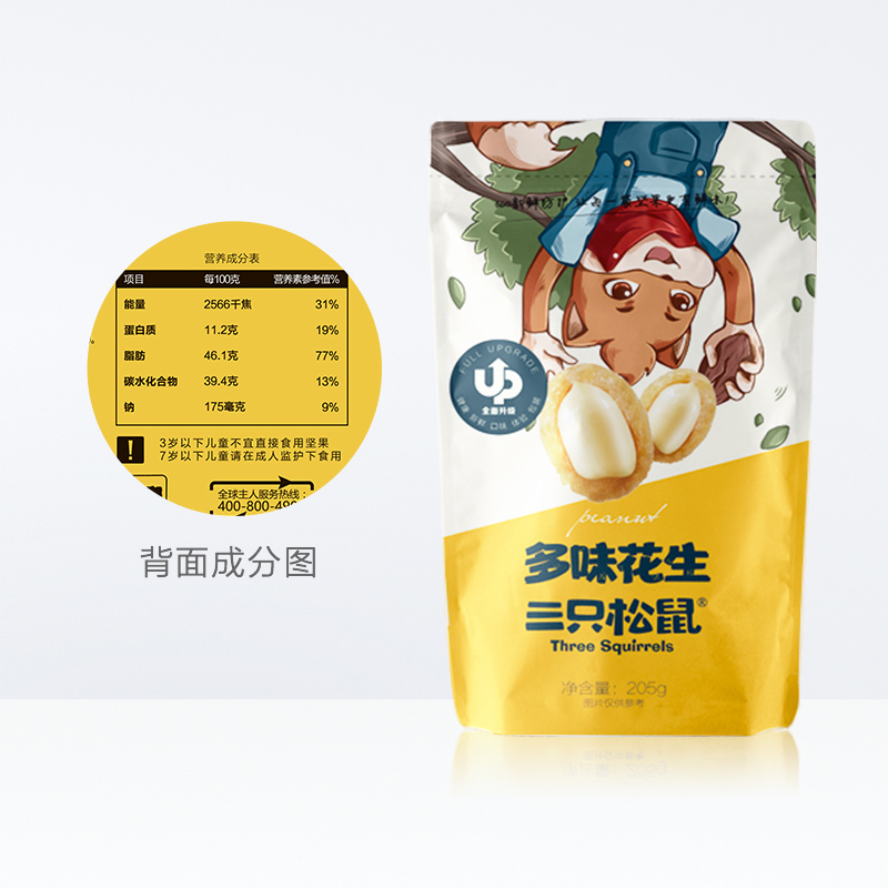 三只松鼠多味花生205g零食坚果炒货特产花生休闲食品零食小吃 - 图3