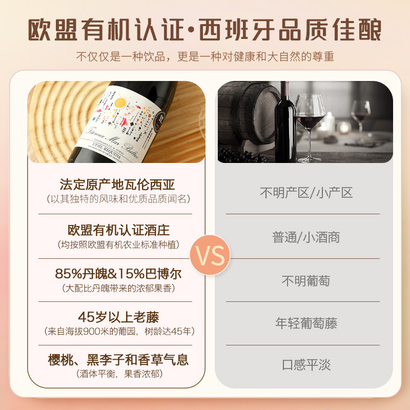 【欧盟有机认证酒庄】西班牙原瓶进口红酒干红葡萄酒双支礼盒装 - 图0