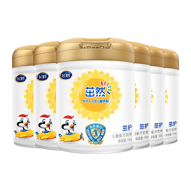 天猫超市飞鹤儿童3-6岁配方牛奶粉茁然茁护4段700g*6罐0