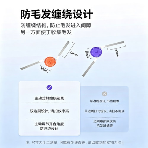 适用于云鲸扫地机配件J4/J5/J6/JX/003/J1/J2边刷解缠绕边刷耗材 - 图2