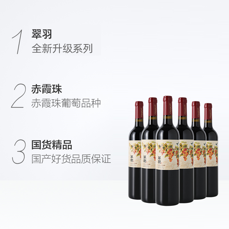 张裕红酒翠羽赤霞珠干红葡萄酒750ml×6瓶整箱装婚庆派对节日送礼,淘宝优惠券,粉丝福利购,淘宝优惠卷