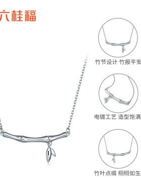 六桂福珠宝S925银竹节吊坠项链
