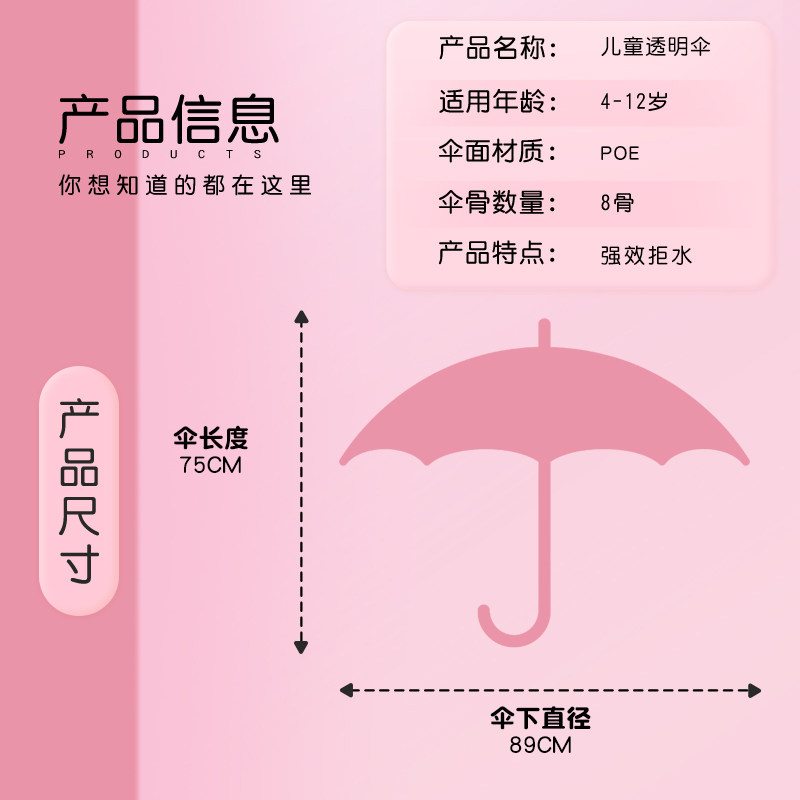 三丽鸥HelloKitty猫雨伞儿童透明高颜值学生上学专用长柄2025新款,淘宝优惠券,粉丝福利购,淘宝优惠卷
