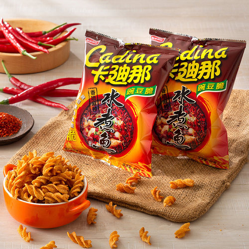 Cadina/卡迪那豌豆脆（原味/辣味/水煮鱼）52gx3袋童年回味零食 - 图3