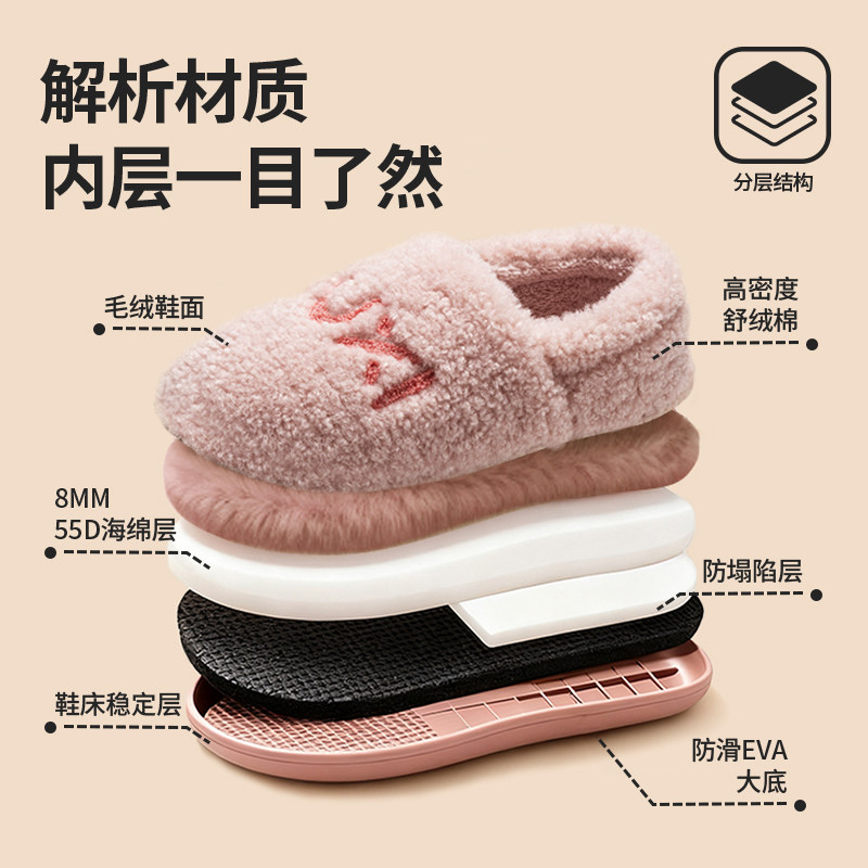 朴西2025新款包跟棉拖鞋女士厚底保暖毛绒防滑家居可外穿棉拖鞋男,淘宝优惠券,粉丝福利购,淘宝优惠卷