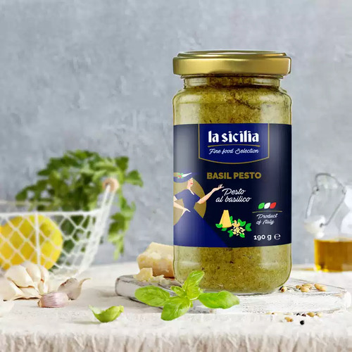 lasicilia意大利进口罗勒酱青酱190g意大利面酱披萨披萨西餐调味 - 图0
