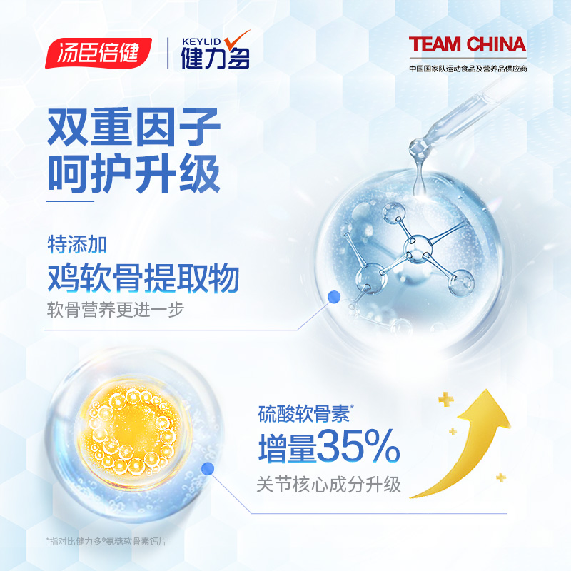 天猫超市健力多升级红氨糖软骨素中老年成人补钙片护关节4瓶汤臣倍健1