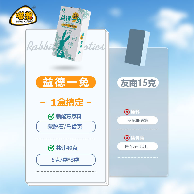 益德一兔帮你壮兔子专用益生菌侏儒兔龙猫仓鼠不是兔子拉稀药喵想