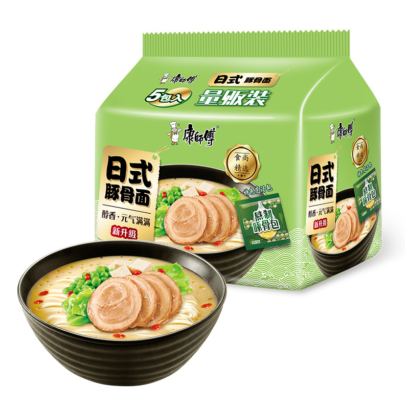 康师傅方便面食尚精选高汤日式豚骨面90g*5袋泡面速食即食面夜宵-图3