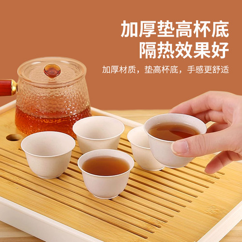 美宝琳一次性茶杯稻壳功夫茶杯加厚喝茶泡茶品茗杯子户外便携茶具 - 图0