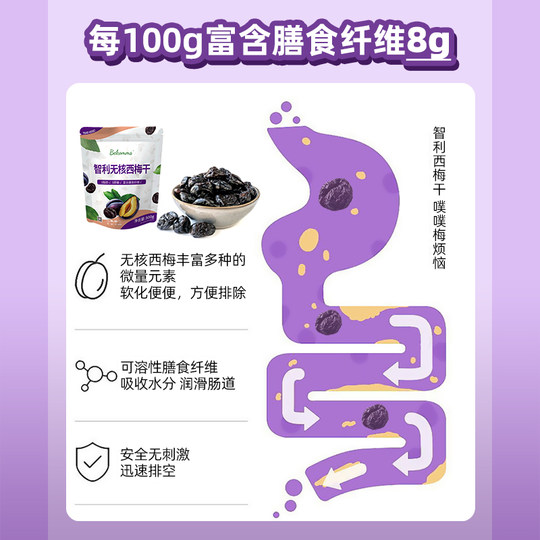 贝科姆智利零添加噗噗无核西梅高纤维天然健康0糖蜜饯果干孕妇零