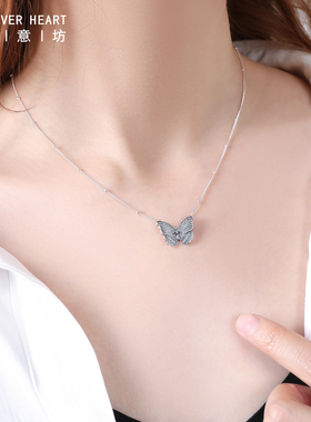 银意坊S925银蝴蝶项链女