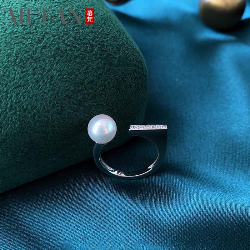Mufan one-word opening adjustable pearl ring