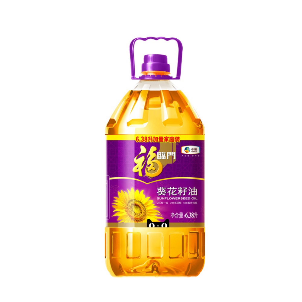 福临门压榨一级葵花籽油6 38l清淡健康食用油家用桶