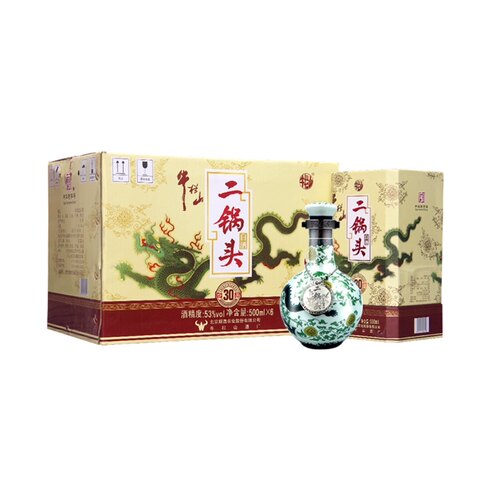 牛栏山二锅头53度珍品30青龙500ml*6瓶清香型白酒整箱高度纯粮 - 图0