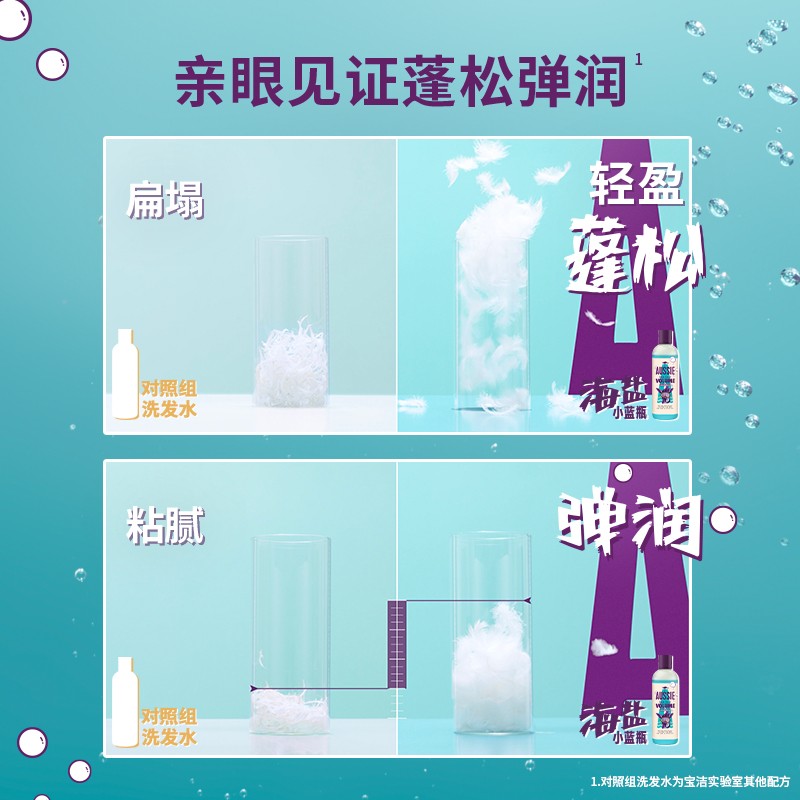 澳丝洗护套装海盐控油清洁蓬松丰盈洗发水300ml*2+护发素200ml - 图3