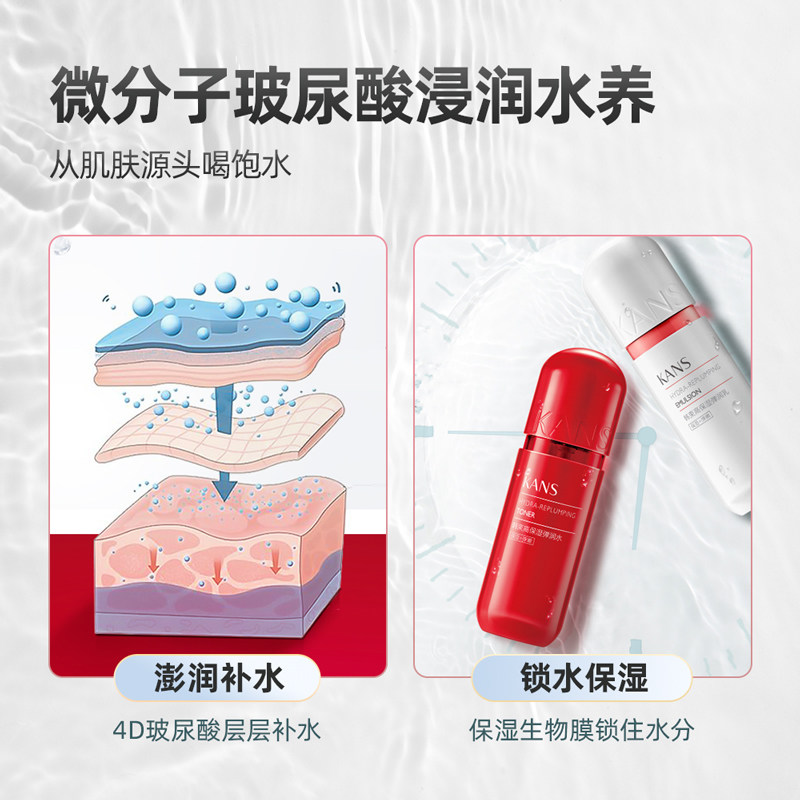 韩束红胶囊水乳套装玻尿酸清爽男女 天猫超市面部护理套装