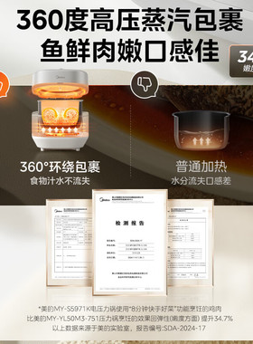美的IH不锈钢电压力锅导热快5L