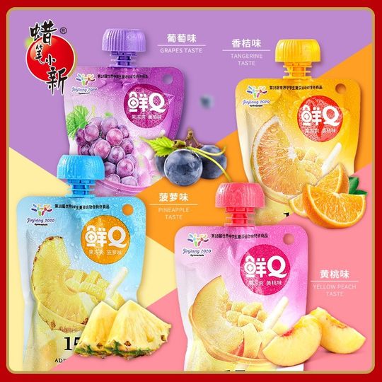 蜡笔小新鲜Q果冻爽可吸果冻黄桃菠萝儿童休闲零食囤货批发