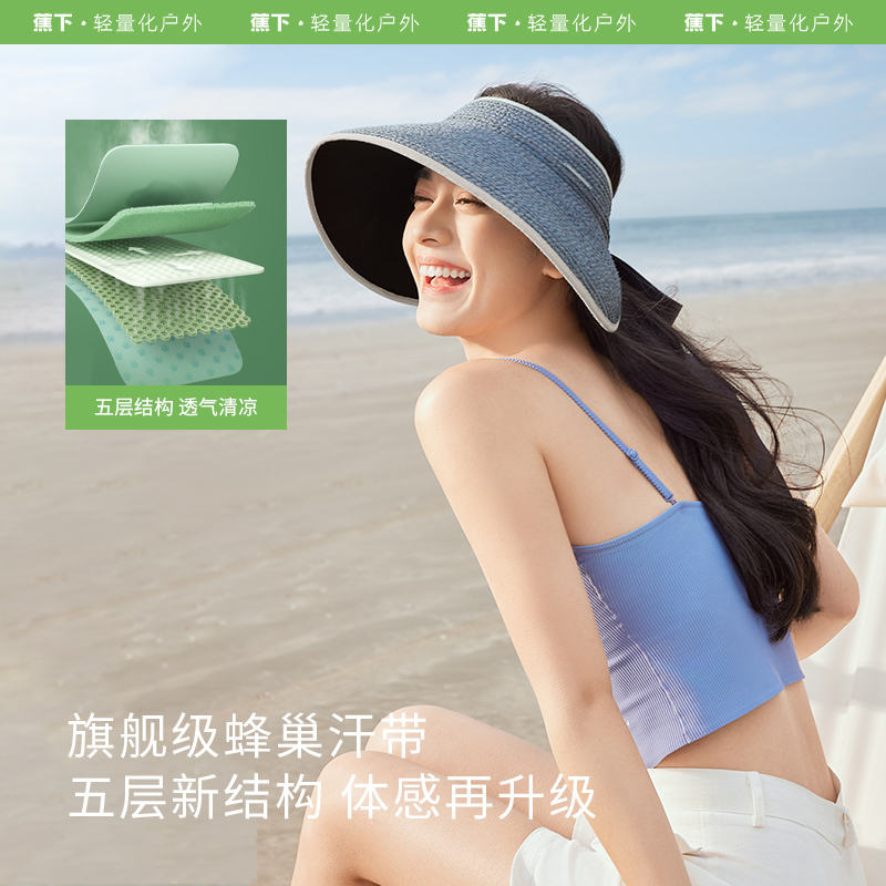 蕉下蛋卷帽防晒草帽女大檐空顶帽防紫外线环绕式全脸遮阳帽UL558