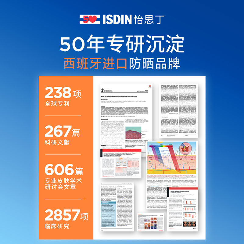 isdin怡思丁防晒霜乳水感三代小蓝瓶清爽多效隔离紫外线全身可用