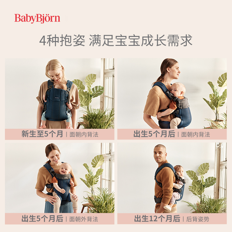 瑞典Babybjorn婴儿背带Harmony旗舰款新生儿0-1岁多功能抱娃神器 - 图1