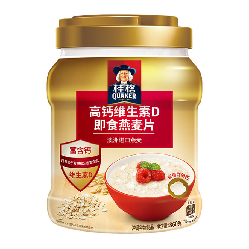 QUAKER/桂格维生素D即食高钙燕麦片860克x1罐营养早餐饱腹代餐 - 图0