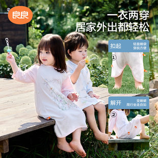 良良儿童春夏睡袍纱布睡裙