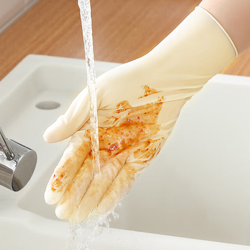 大力熊天然乳胶手套高弹高韧柔软亲肤加厚加长贴合适手防水防油污,淘宝优惠券,粉丝福利购,淘宝优惠卷