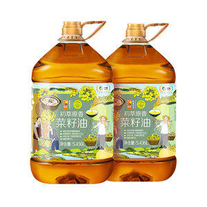 中粮初萃食用油原香菜籽油5.436L*2桶非转基因原料双低油菜籽压榨