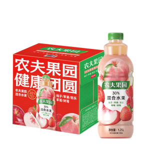 农夫果园30%混合果汁饮料1.25L*6瓶桃子&苹果&芭乐&草莓&树莓