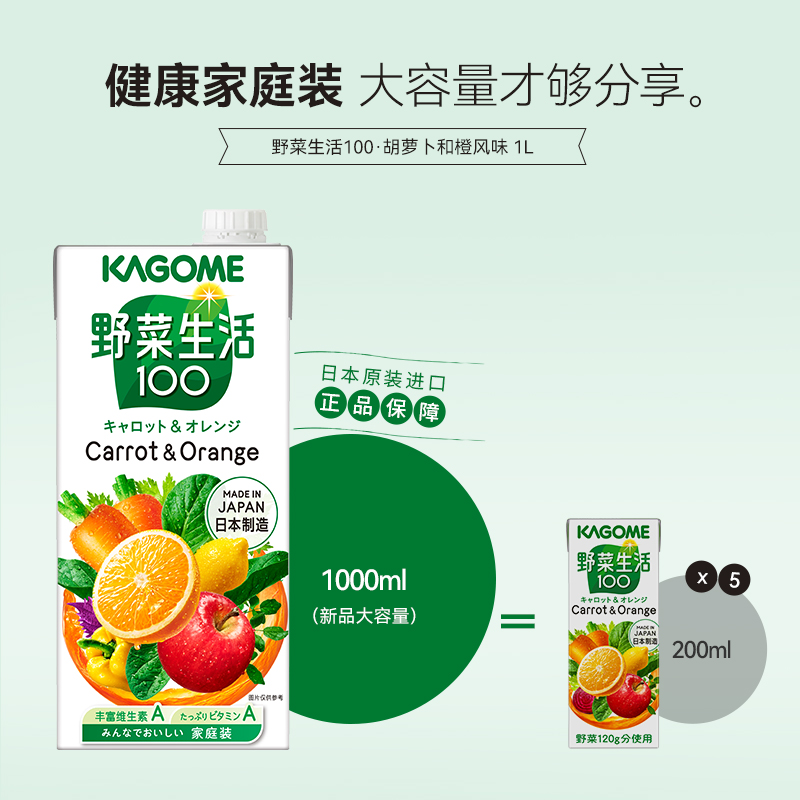 可果美胡萝卜和橙风味果蔬汁1000ml野菜生活复合果蔬汁饮料-图3