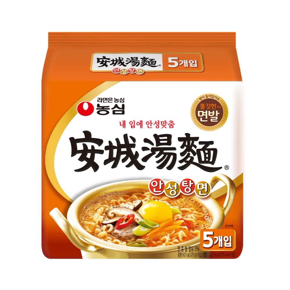 农心韩国进口辛拉面出品安城汤面125g*5方便面韩国泡面速食食品 - 图0