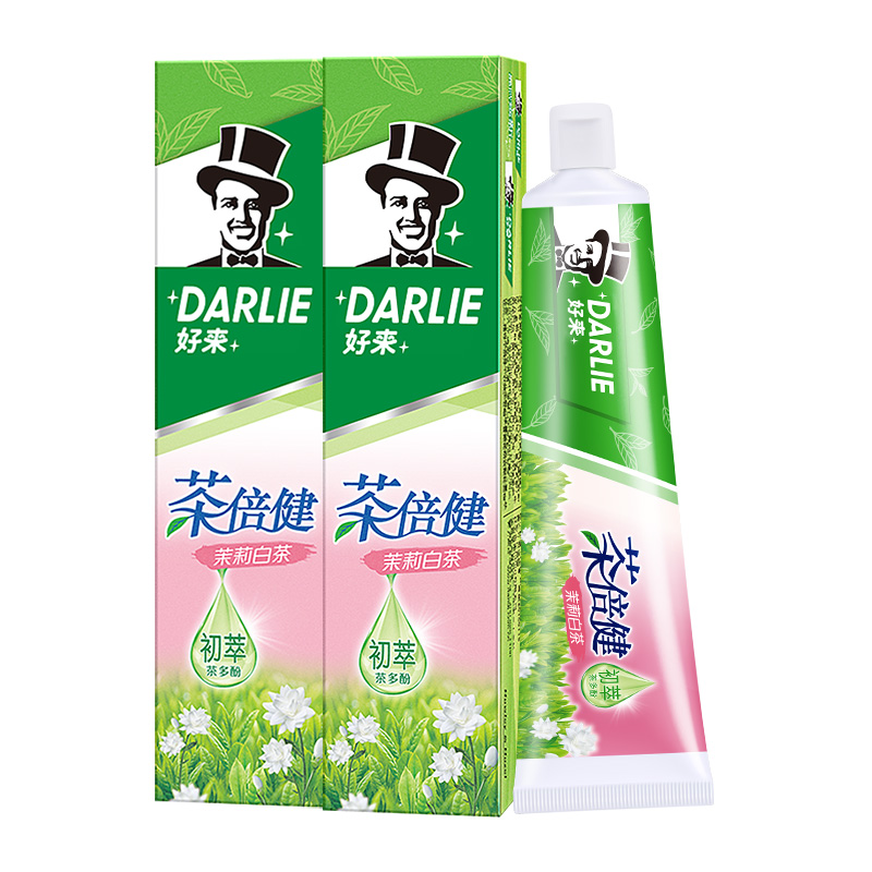 DARLIE好来(原黑人)牙膏茶倍健茉莉白茶140g*2防蛀清口气含氟护龈 - 图0