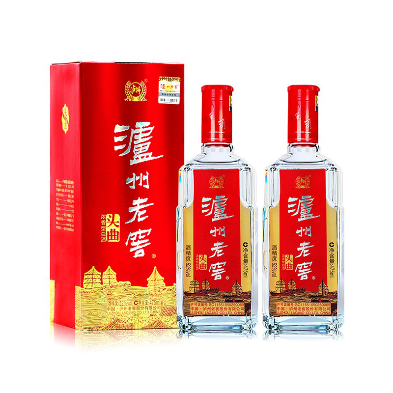 瀘州老窖淡雅頭曲禮盒52度濃香型白酒宴請送禮酒475ml*2瓶_天貓超市_酒類