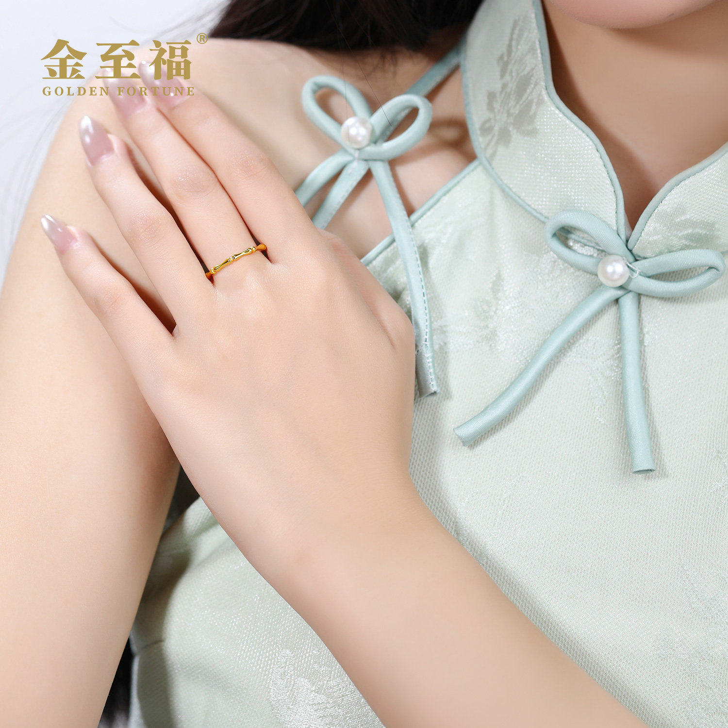 Jinzhifu Pure Gold 5D Bamboo Ring Small Weight